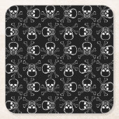 White Skull and Crossbones graphic Pattern Vierkante Kartonnen Onderzetter (Voorkant)