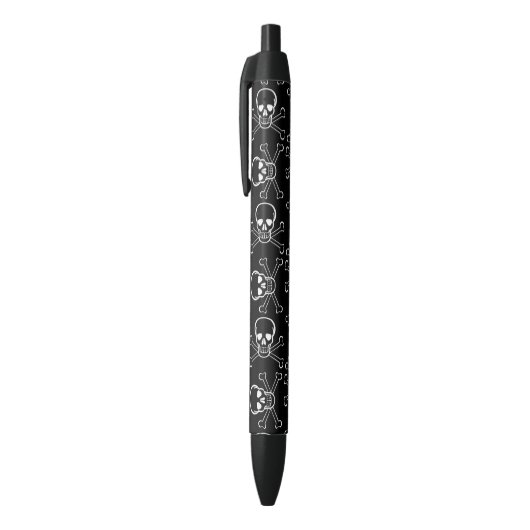 White Skull and Crossbones graphic Pattern Zwarte Inkt Pen (Top (Verticaal))