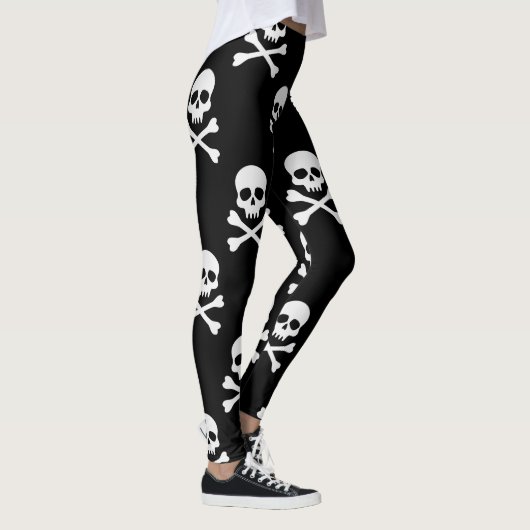White Skull and Crossbones Pattern Leggings (Rechts)