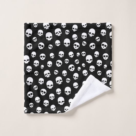 White Skull Gothic Pattern Bad Handdoek (Wasdoekje)