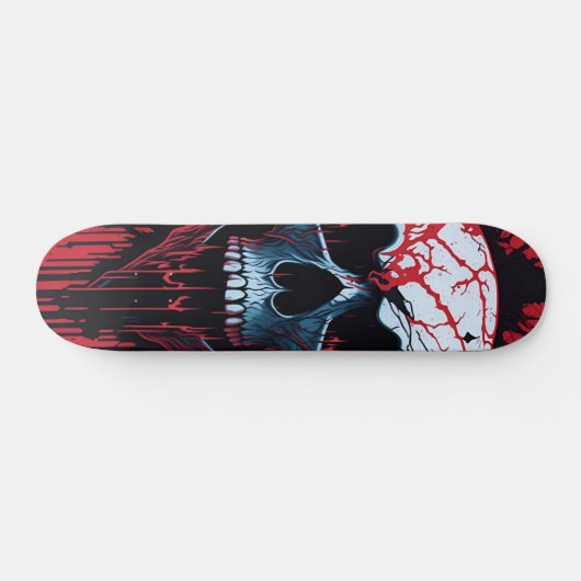 White Skull, Red & Black - Numb Skulls Design Skateboard (Horizontaal)