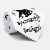 White Skull Splatter Reversed Stropdas in Black me (Opgerold)