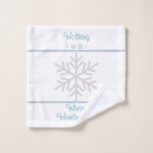 White Slate Blue Geometric Lines Snowflakes (Gant de toilette)
