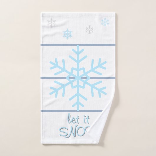 White Slate Blue Geometric Lines Snowflakes Bad Handdoek (Handdoek)