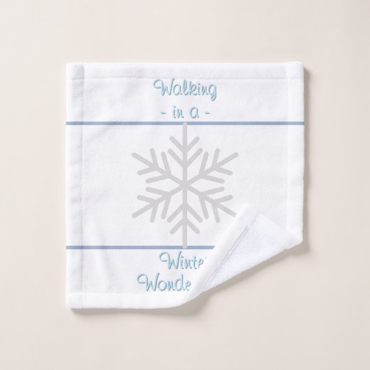 White Slate Blue Geometric Lines Snowflakes Bad Handdoek (Wasdoekje)