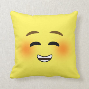 White Smiling Emoji Kussen