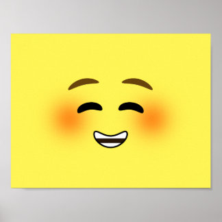 White Smiling Emoji Poster