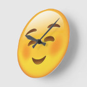 White Smilling Face Emoji Ronde Klok (Hoek)