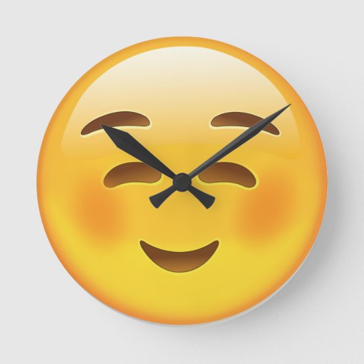 White Smilling Face Emoji Ronde Klok (Voorkant)