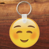 White Smilling Face Emoji Sleutelhanger (Voorkant)