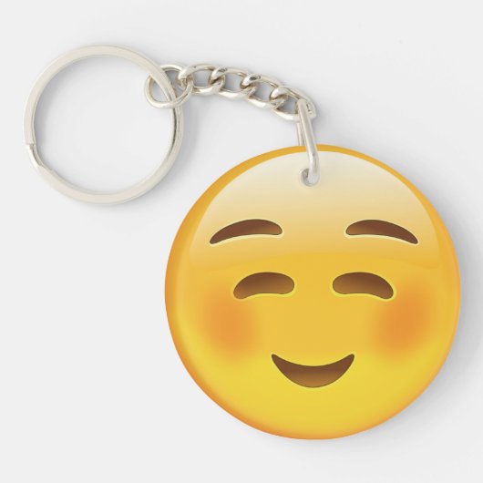 White Smilling Face Emoji Sleutelhanger (Voorkant)