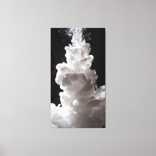 White smoke slowly rising with a black background canvas afdruk (Voorkant)
