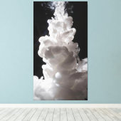 White smoke slowly rising with a black background canvas afdruk (Insitu (Houten vloer))