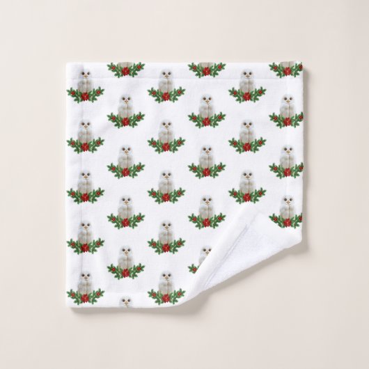 White Snow Christmas Owl (Gant de toilette)