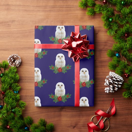 White Snow Christmas Owl Cadeaupapier (Feestdagen Geschenken)