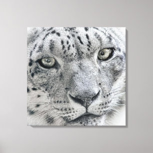 White Snow Leopard Natuur Foto Canvas Afdruk