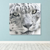White Snow Leopard Natuur Foto Canvas Afdruk (Insitu (Houten vloer))