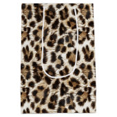 White Snow Leopard Print Safari Party ID1157 Medium Cadeauzakje (Achterkant)