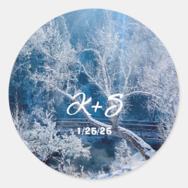 White Snow Winter Bergen Bruiloft Sticker