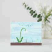 White Snowdrop Flower Penser à vous Cartes postale (Debout devant)