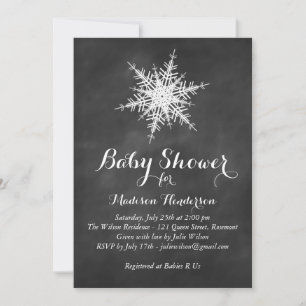 White Snowflake Baby shower Invite op krijt Kaart