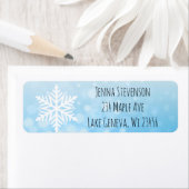 White Snowflake Blue Kerstmis Feestdagen Winter Etiket (Insitu)