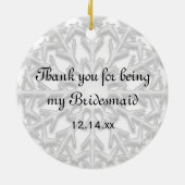 White Snowflake Bridesmaid Keramisch Ornament (Achterkant)