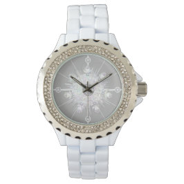 White Snowflake Horloge