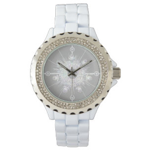 White Snowflake Horloge