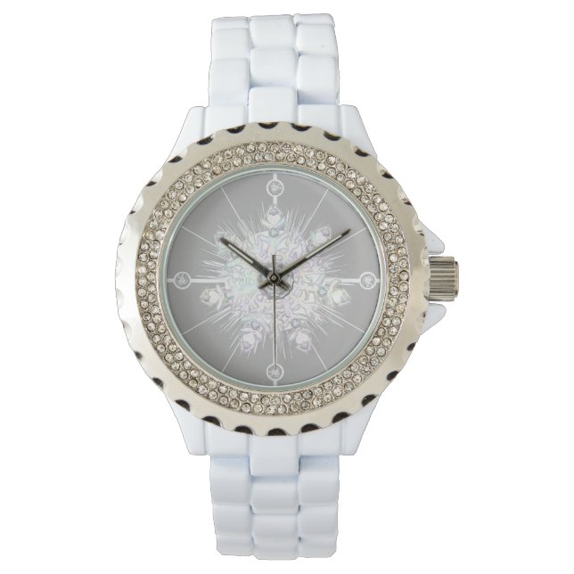 White Snowflake Horloge (Voorkant)