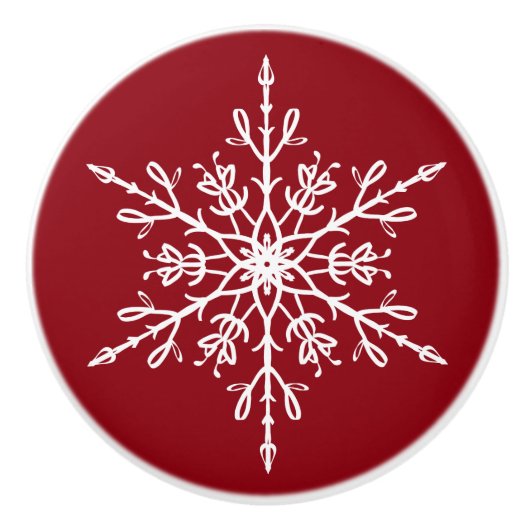 White Snowflake Keramische Knop (Voorkant)