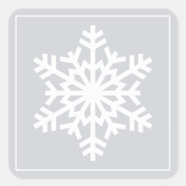 White Snowflake kerstfeestdag cadeaulabels Vierkante Sticker
