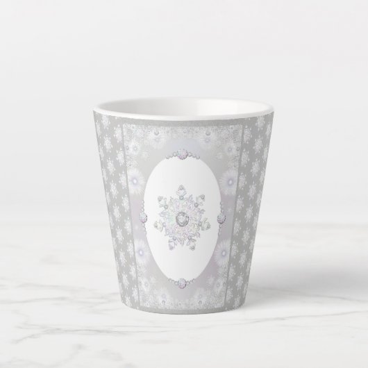 White Snowflake Latte Mok (Voorkant)