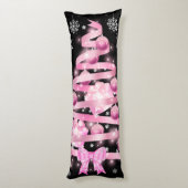 White Snowflake Light Roze Kerstaboom met lint Lichaamskussen (Achterkant (Verticaal))