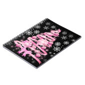 White Snowflake Light Roze Kerstaboom met lint Notitieboek (Linkerzijde)