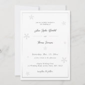 White Snowflake Modern Calligraphy Winter Wedding Kaart (Voorkant)