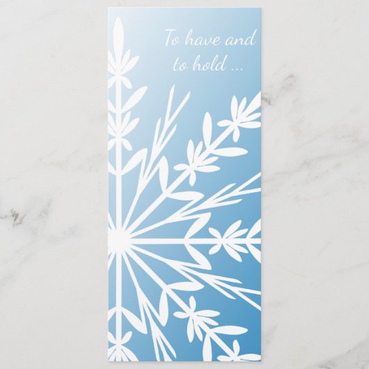 White Snowflake on Blue Winter Wedding Programme Programma (Voorkant)