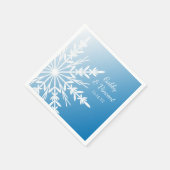 White Snowflake on Blue Winter Wedding Servetten (Hoek)