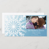 White Snowflake on Ice Blue Winter Wedding Save The Date (Voorkant / Achterkant)