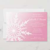 White Snowflake on Pink Winter Weddenschap Kaart (Voorkant)