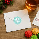 White Snowflake On Teal Aqua Turquoise Blue Green Ronde Sticker
