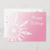 White Snowflake op roze Prettige feestdagen (Voorkant / Achterkant)