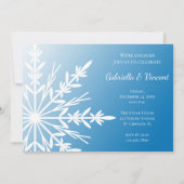 White Snowflake over Blue Winter Engagement Party Kaart (Voorkant)