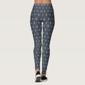 White Snowflake Pattern Kerstmis Dark Blue Leggings (Achterkant)