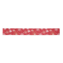 White Snowflake Pattern on Red Lint