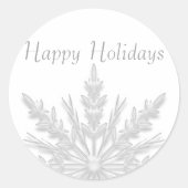White Snowflake Prettige feestdagen Envelope Seals Ronde Sticker (Voorkant)