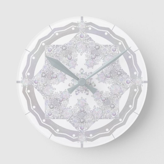 White Snowflake Ronde Klok (Voorkant)