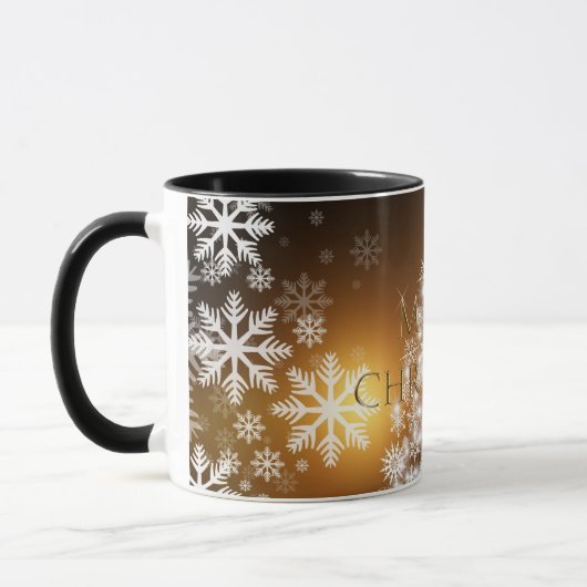 White Snowflake Tree Gold Kerstfeestdag Mok (Links)