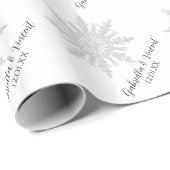 White Snowflake Winter Wedding Cadeaupapier (Rol Hoek)