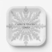 White Snowflake Winter Wedding Papieren Bordje (Voorkant)